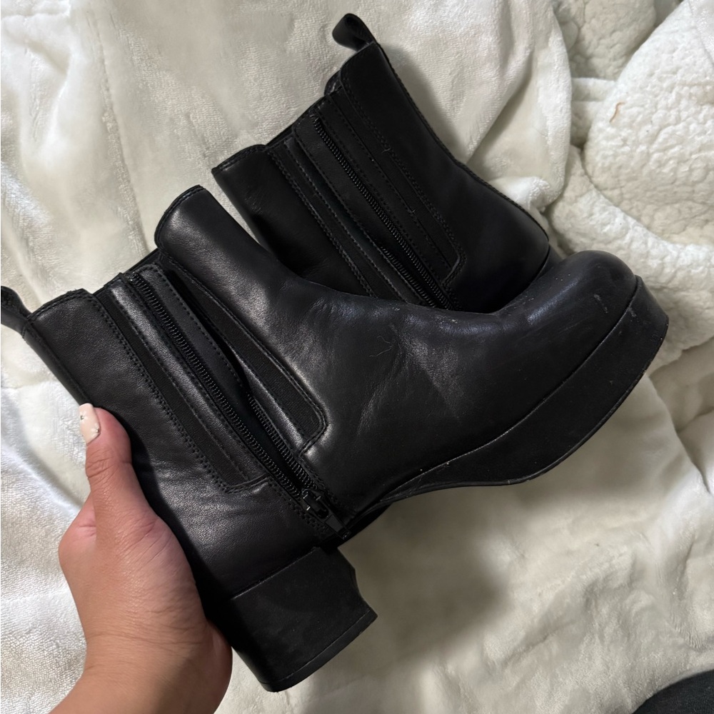 Jeffrey Campbell Black Leather Ankle Booties